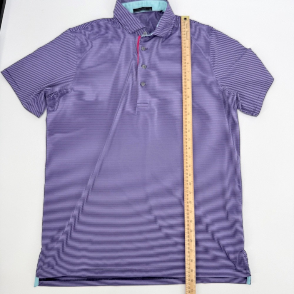 Greyson Mens Large Golf Polo Shirt Purple Pink Striped Preppy Performance Travel - Picture 8 of 8